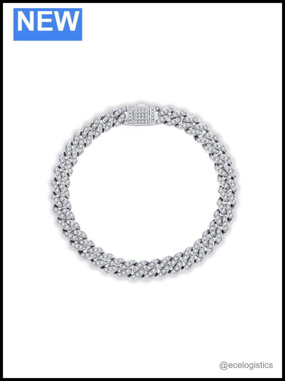 Moissanite Cuban Link Bracelet 5.17cttw D VVS1 925 Sterling Silver 2mm Unisex
